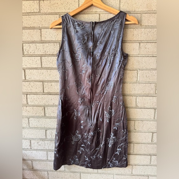 90s Vintage Embroidered Gray Sleeveless Mini Dress | Goth Grunge - Picture 5 of 6